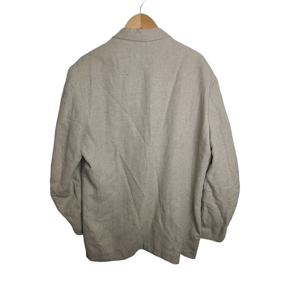 Claiborne Men's Size 42L Tan Linen Blend Blazer Sports Jacket 3 Button - Picture 3 of 9